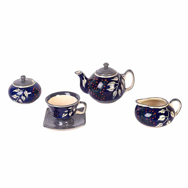 Blooming Leaves Tea Set w/Cups, Saucer & Creamer - Dining & Kitchen - 5