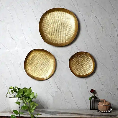 Square Hammered Gold Wall Decor Set of 3