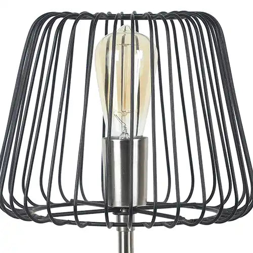 "The Confined Bulb" Black and Silver Table Lamp in Pewter Finish 73-210-53-1