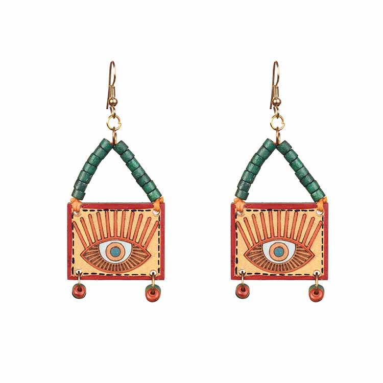 Evil Eye-VI' Handcrafted Tribal Wooden Earrings - Fashion & Lifestyle - 2