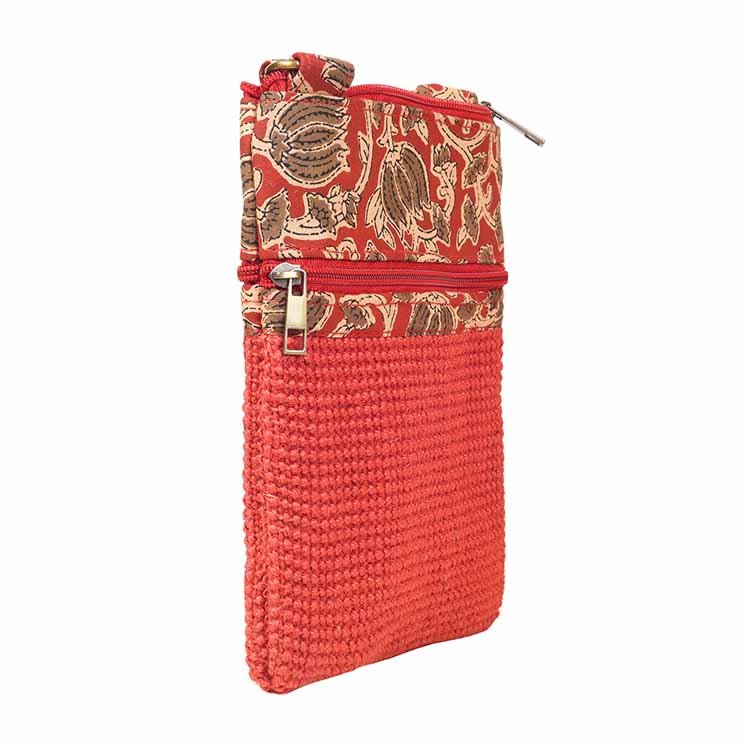 Kalamkari Red Sling Bag in Structured Jute Fabric - Fashion & Lifestyle - 4