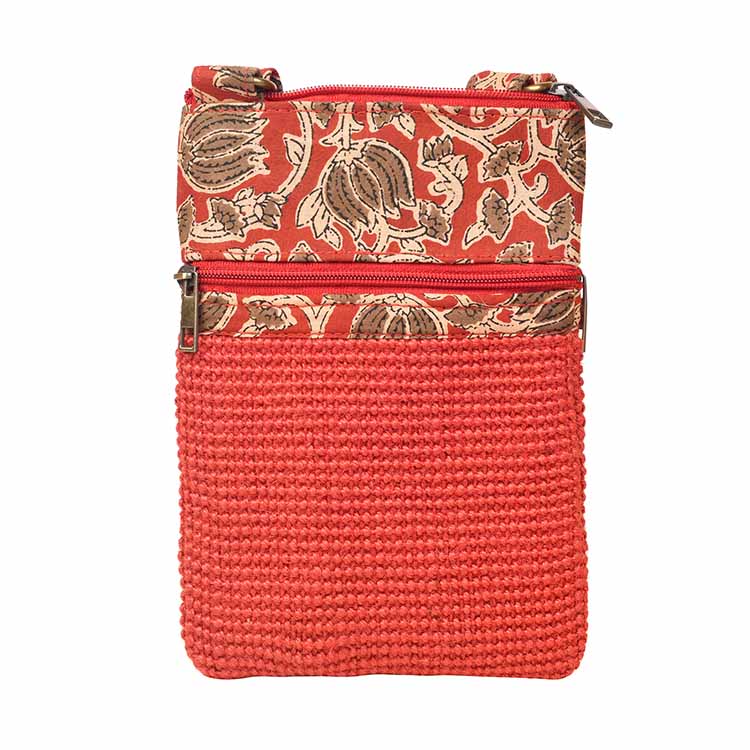 Kalamkari Red Sling Bag in Structured Jute Fabric - Fashion & Lifestyle - 2