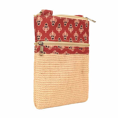 Kalamkari Tan Sling Bag in Structured Jute Fabric - Fashion & Lifestyle - 4