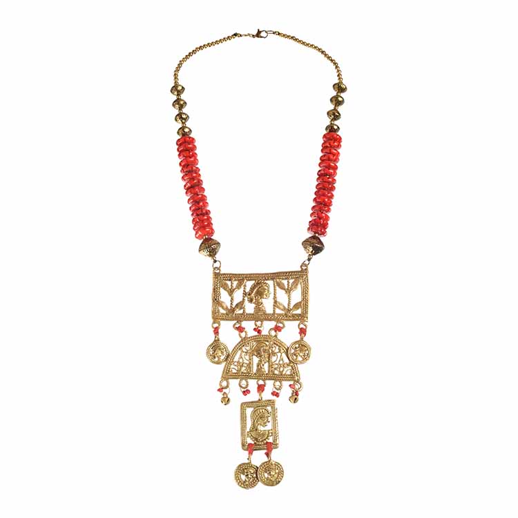 Butterflies in Garden' Handcrafted Tribal Dhokra Necklace - Fashion & Lifestyle - 4