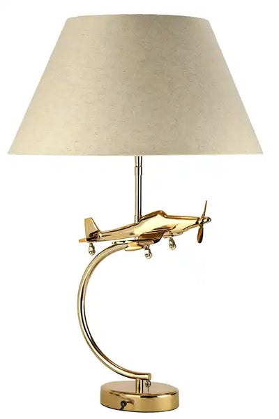 Airplane Lamp Matt Antique Brass With Fabric Shade- 71-966-51