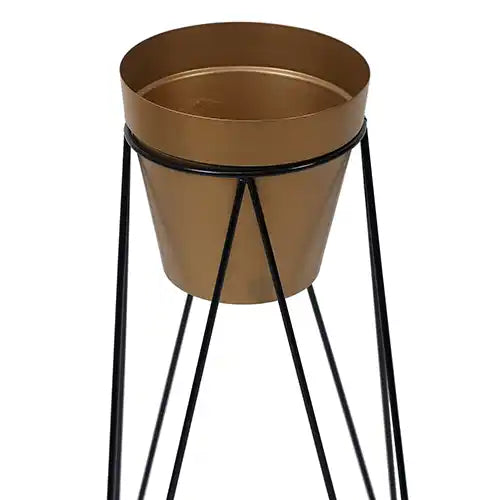 Big Pot Shape Gold Planter with Wide Stand Set of 2