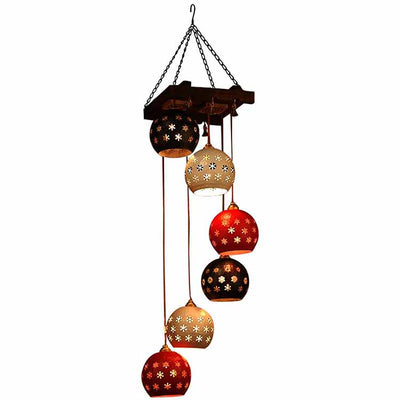 Star-6A Chandelier with Dome Shaped Metal Hanging Lamps (6 Shades) - Decor & Living - 2