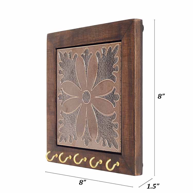 Brown Orchid Handcrafted Key Holder Panel - Wall Decor - 4