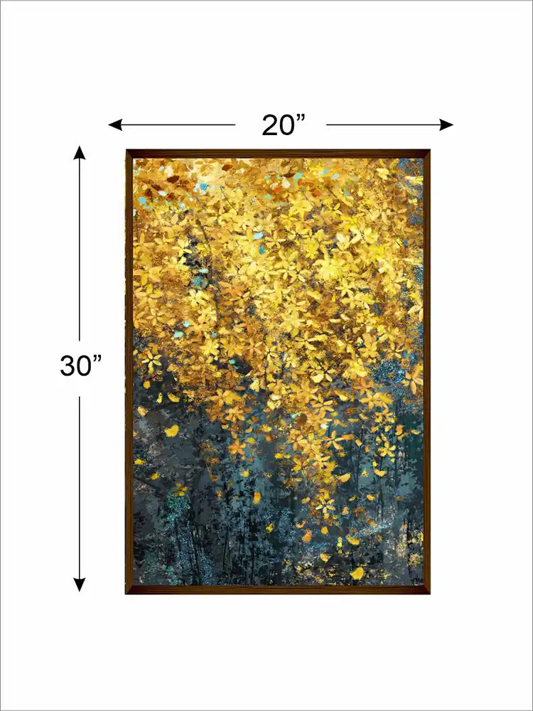 Golden Leaves Abstract Art - Wall Decor - 4