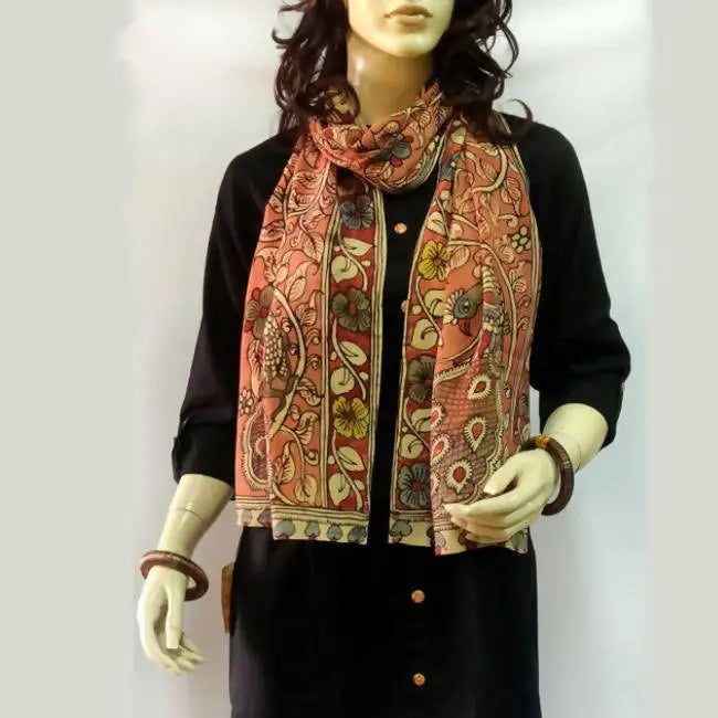 Imperial Red Crepe Stole - Fashion & Lifestyle - 2