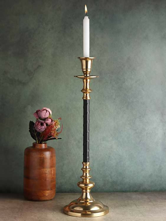 Leather Luxe Candle Holder Medium size- 53-957-42