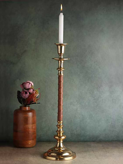 Leather Luxe Candle Holder Large size-53-958-45