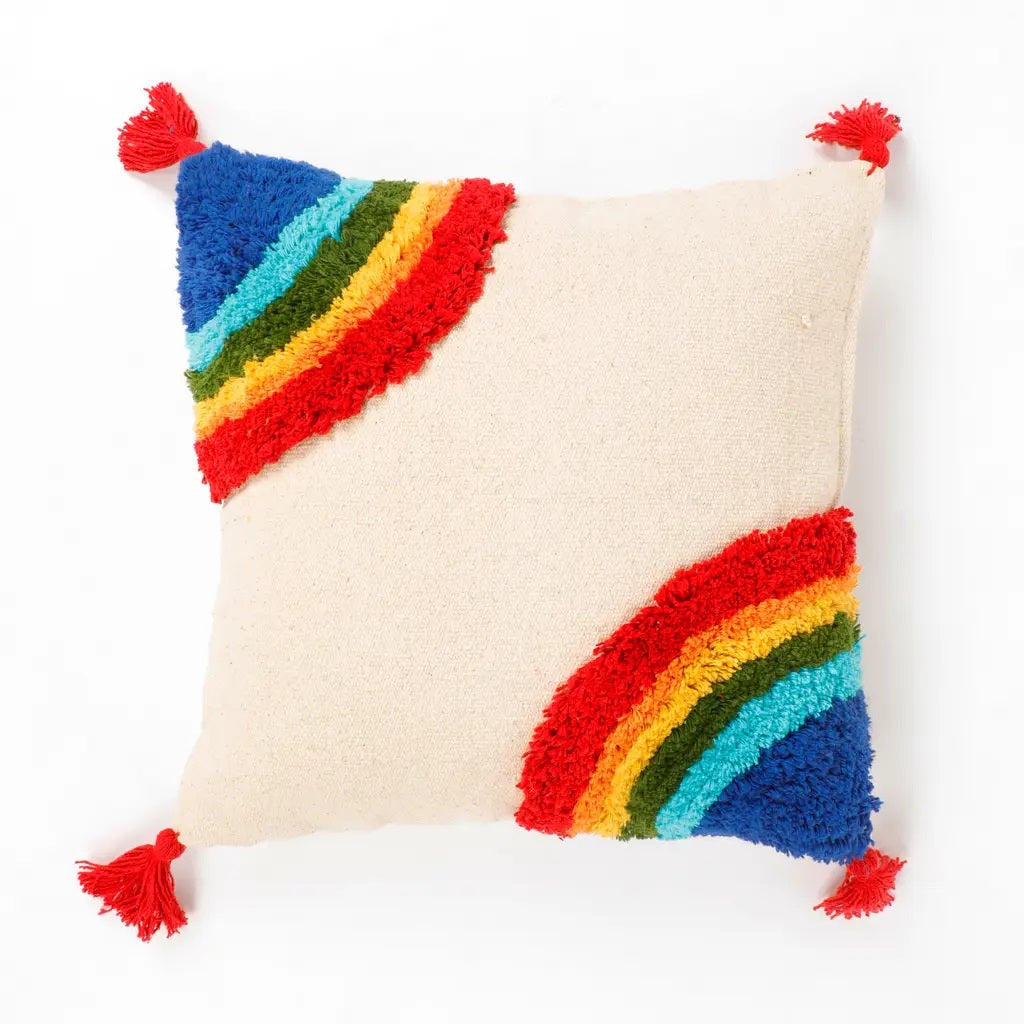 Tufted Cushion Cover Corner Curve Rainbow, Tassels - Decor & Living - 5