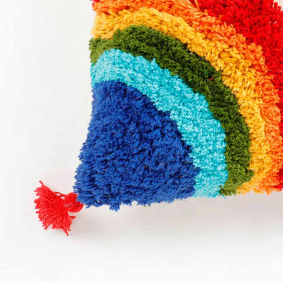 Tufted Cushion Cover Corner Curve Rainbow, Tassels - Decor & Living - 3