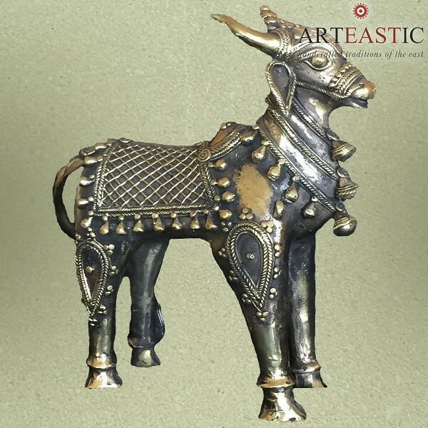 Dokra Beautifully Decorated Large Nandi Bull from Chattisgarh DS-00-997 - Decor & Living - 1