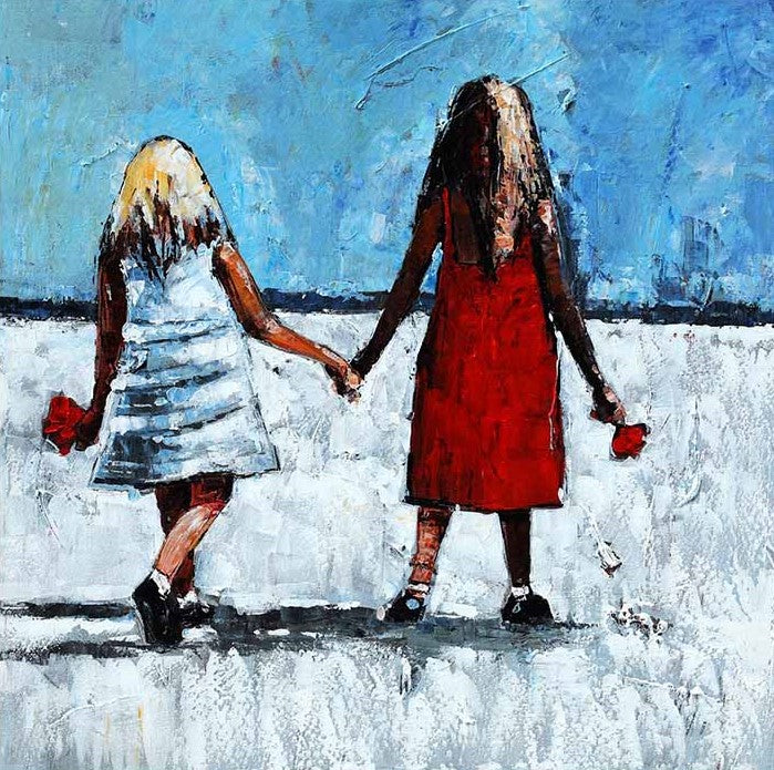 Sisters Walking Hand in Hand - Wall Decor - 2
