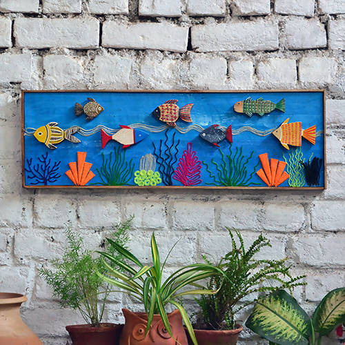 Wooden Hand Painted Fish Wall Decor