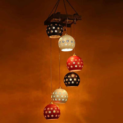Star-6A Chandelier with Dome Shaped Metal Hanging Lamps (6 Shades) - Decor & Living - 1