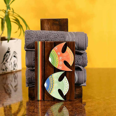Towel Holder Handcrafted Tribal Art (5.4x3.6x8") - Storage & Utilities - 1