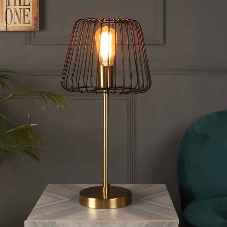 The "Imprisoned Bulb Lamp" Black and Gold Matt Brass Finish Table Lamp 73-210-53-2
