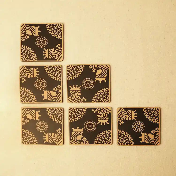 Gold King Queen Coaster (Set of 6)