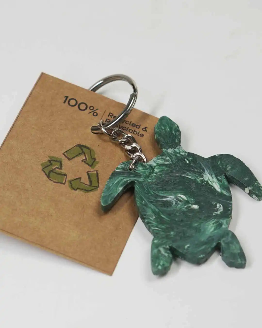 Turtle Key Chains I Forest Green & Purple I 100% Recycled I Set of 2