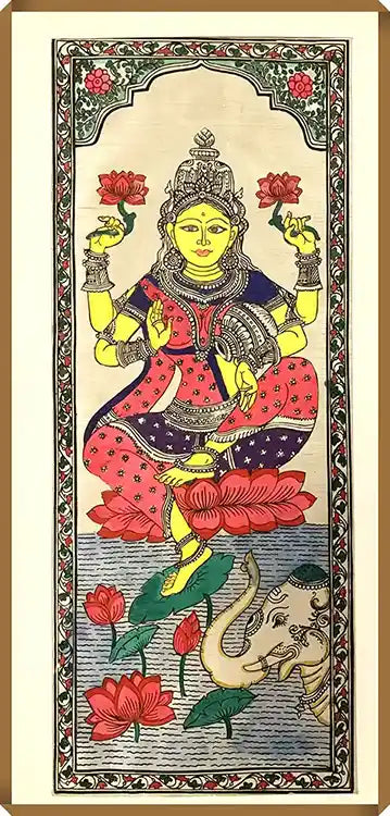 Pattachitra of Devi Lakshmi on Tussar Silk PCP-T-91