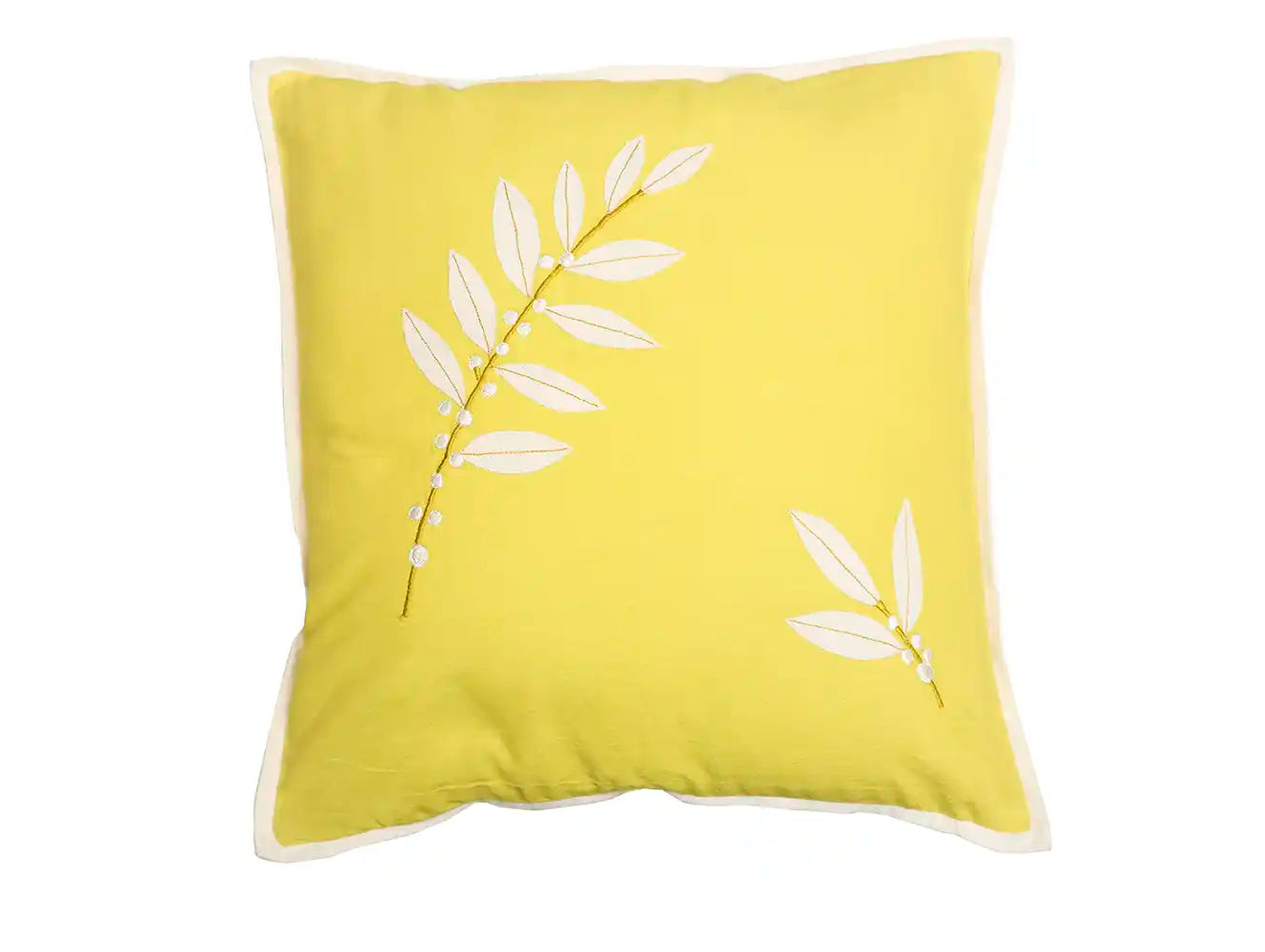 Embroided Lemon & Beige Cushion Covers - Set of 2 - Furnishing & Utilities - 5