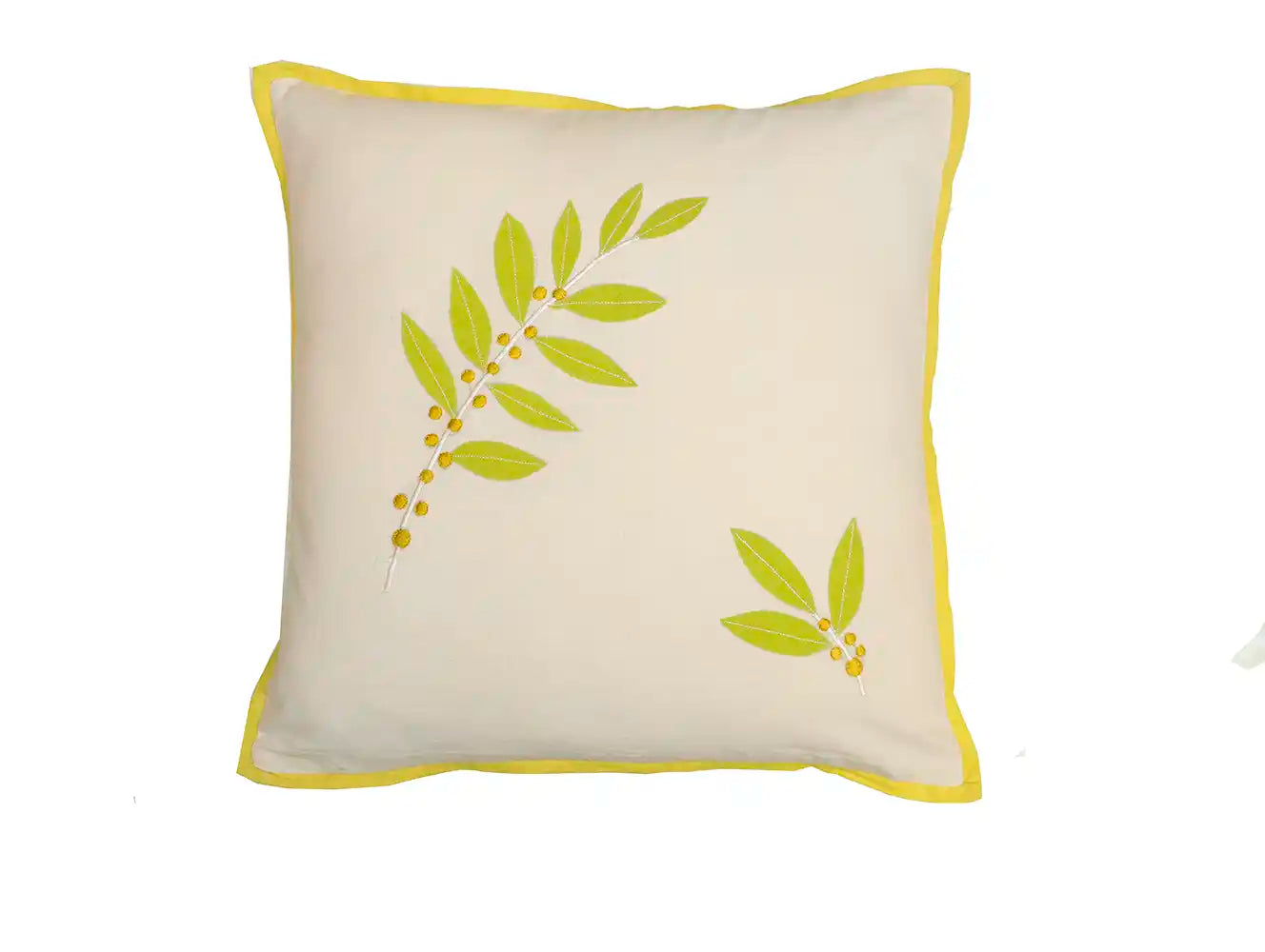 Embroided Lemon & Beige Cushion Covers - Set of 2 - Furnishing & Utilities - 6