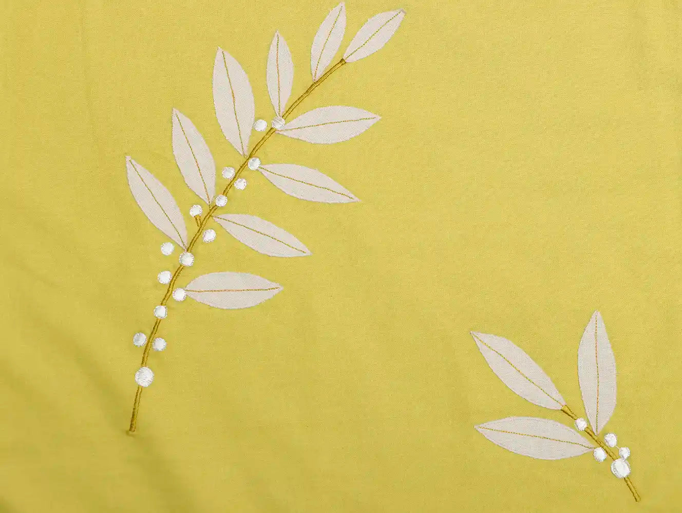 Embroided Lemon & Beige Cushion Covers - Set of 2 - Furnishing & Utilities - 3