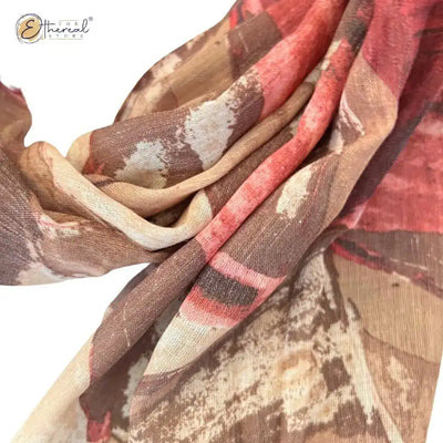Red & Beige Geometry Printed Stole - Lifestyle Accessories - 5