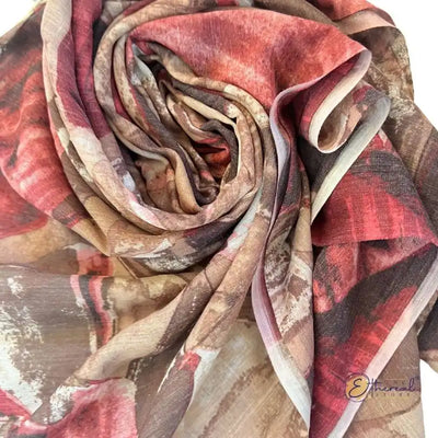 Red & Beige Geometry Printed Stole - Lifestyle Accessories - 2
