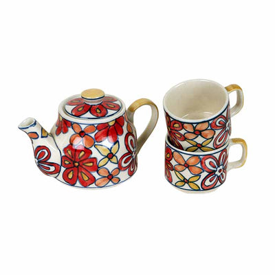 Crimson Flower Tea Kettle And Cups - Dining & Kitchen - 5