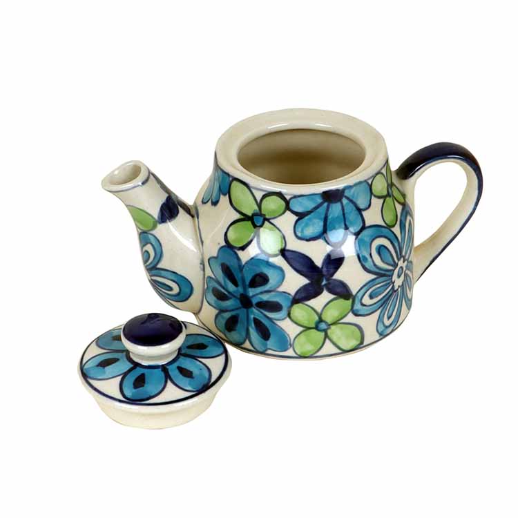 Electric Blue Flower Tea Kettle And Cups - Dining & Kitchen - 3