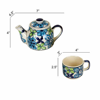 Electric Blue Flower Tea Kettle And Cups - Dining & Kitchen - 5