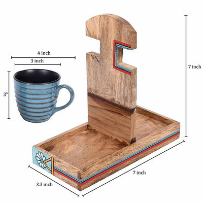 Cup Holder Handcrafted & 2 Mugs - Set of 3 - Dining & Kitchen - 5