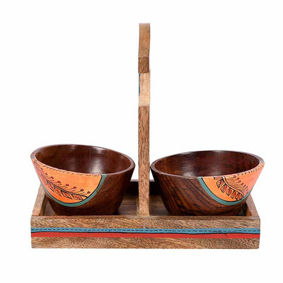 Bowl Holder & 2 Wooden Bowls - Set of 3 - Dining & Kitchen - 3