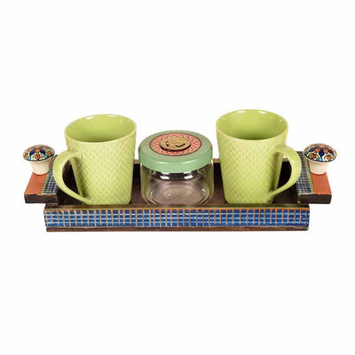 Minty Green Handcrafted Breakfast Set of 2 Cups & 1 Storage Jar - Dining & Kitchen - 4