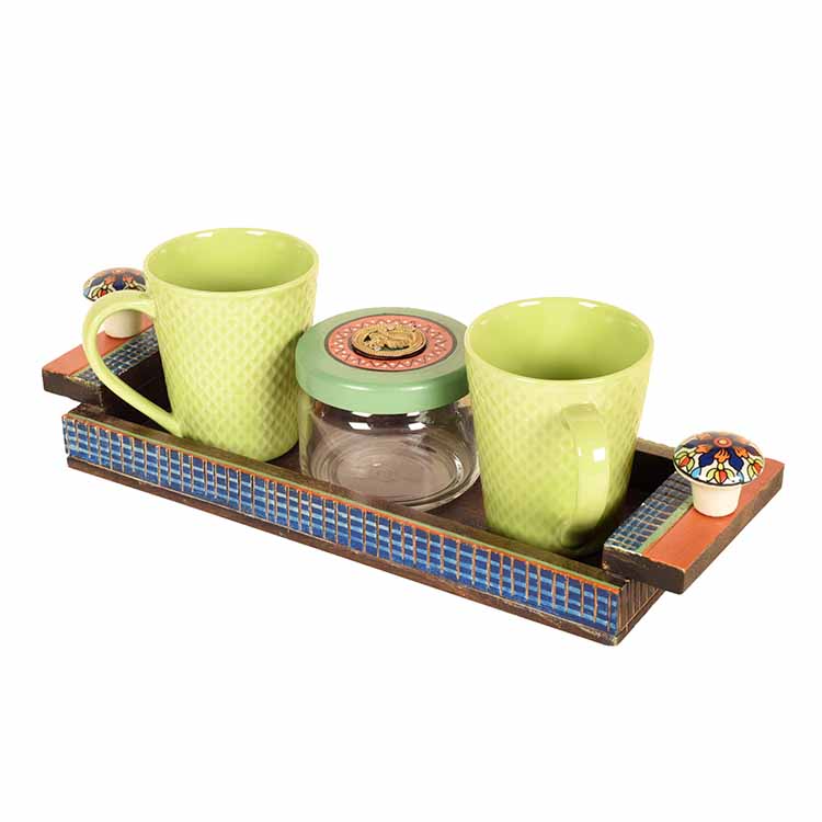 Minty Green Handcrafted Breakfast Set of 2 Cups & 1 Storage Jar - Dining & Kitchen - 2
