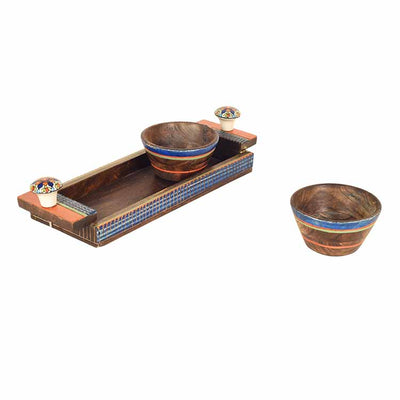Handcrafted Wooden Serving Bowls with Tray - Set of 3 - Dining & Kitchen - 6