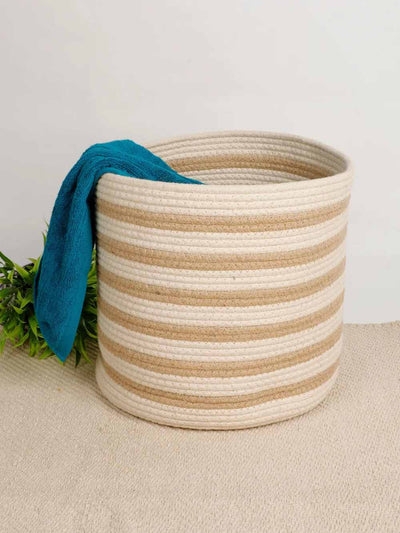 Cotton Dual Color Basket, Multiple Lines - Storage & Utilities - 2