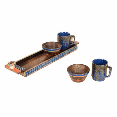 Azure Handcrafted Breakfast Set of 2 Cups & 2 Wooden Bowls - Dining & Kitchen - 4
