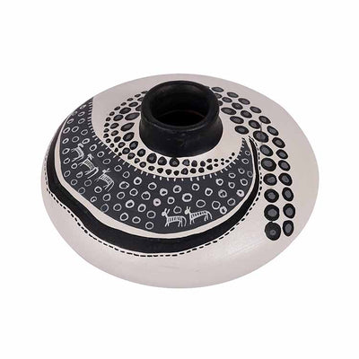 Vase Earthen Handcrafted White Warli (3.5x6.5") - Decor & Living - 2