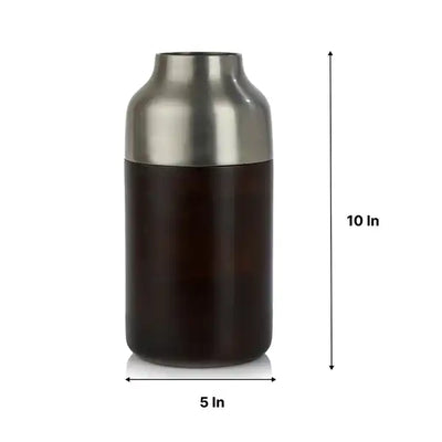 "Cylindrical Deidra" Wood Small Silver Vase-52-003-26-1