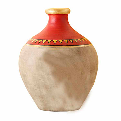 Vase Earthen Handcrafted Red & Gold Warli (5x4") - Decor & Living - 3