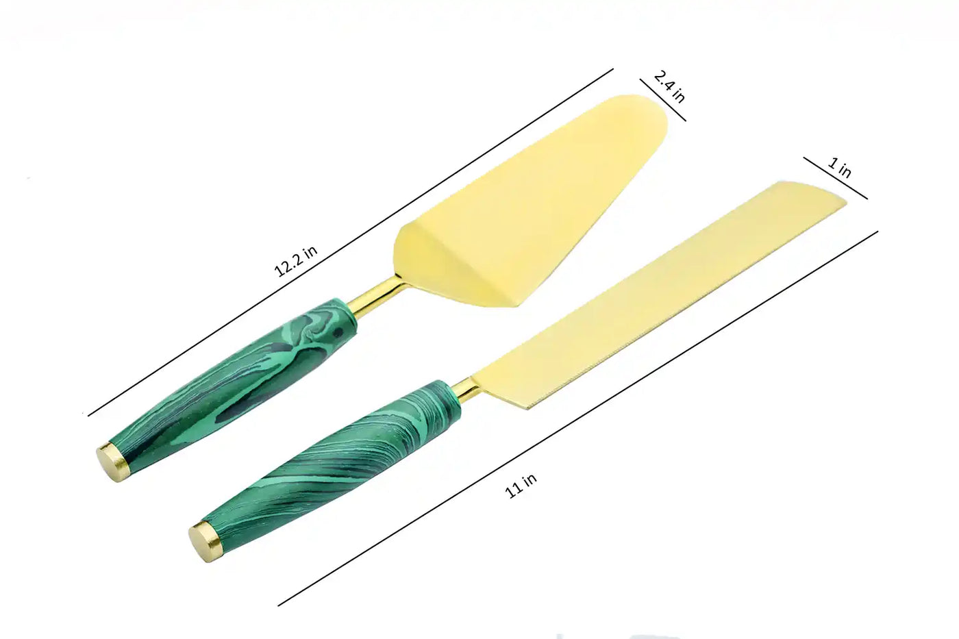 Green Stone Dust with Stainless Steel Cake Server - Set of 2 - Dining & Kitchen - 3