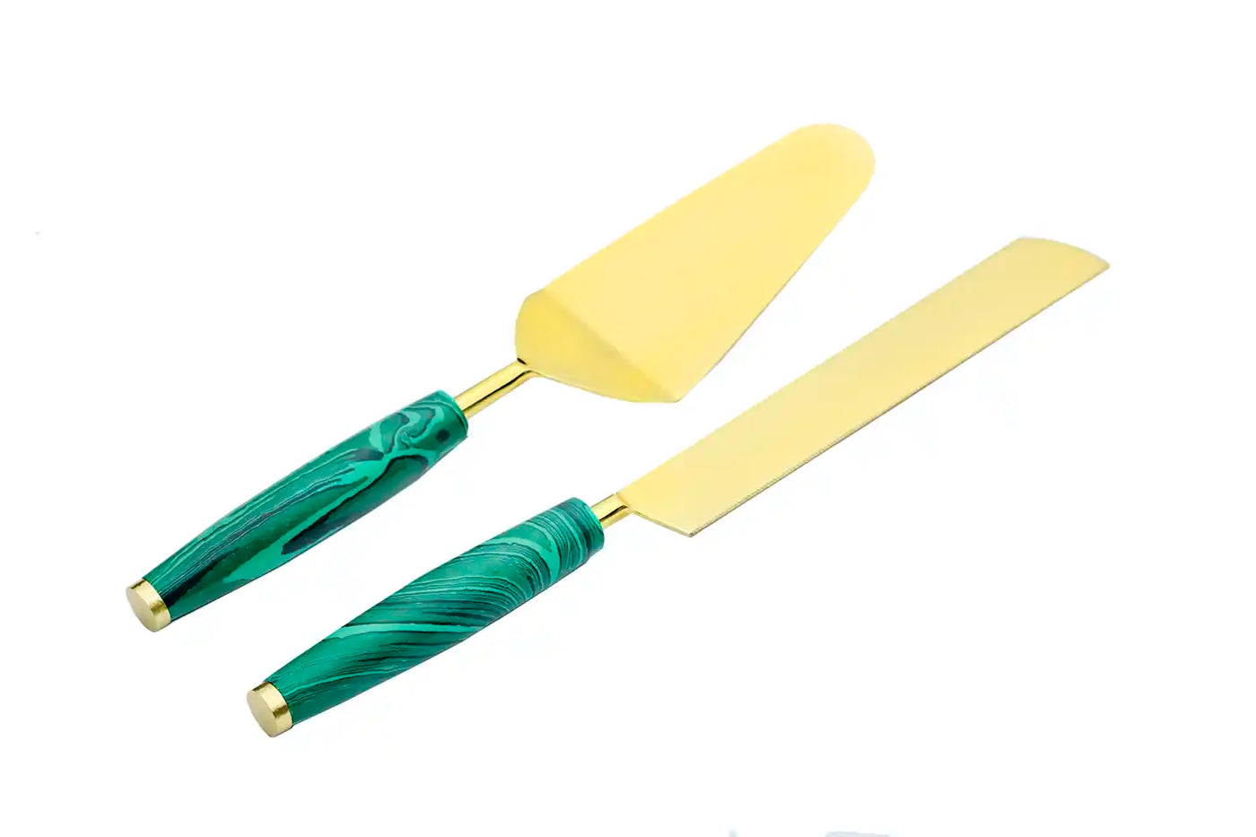 Green Stone Dust with Stainless Steel Cake Server - Set of 2 - Dining & Kitchen - 2