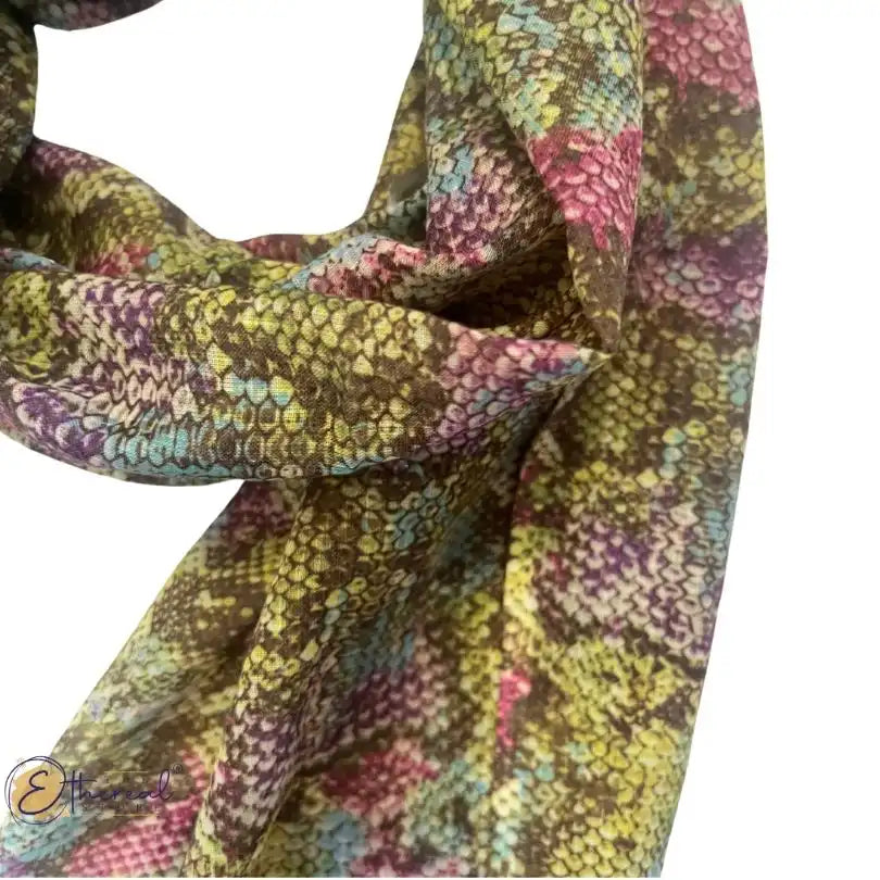Green Snakeskin Printed Stole - Lifestyle Accessories - 7