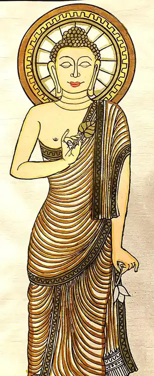 Pattachitra of Gautam Buddha on Tussar Silk PCP-T-073