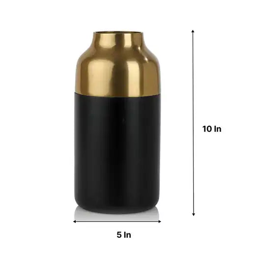 "Cylindrical Deidra" Wood Small Gold Vase 52-003-26-2